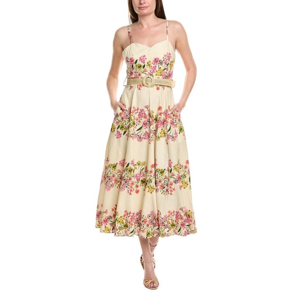 Taylor Womens  Sleeveless Linen-Blend Maxi Dress, Pink